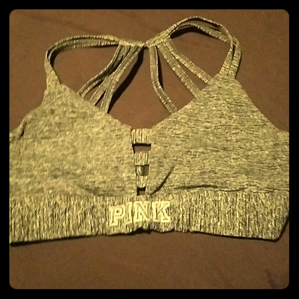 PINK Gray Sports Bra SZ MED